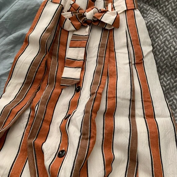 Sezane Striped Skirt in Brown and Cream - Picture 4 of 6